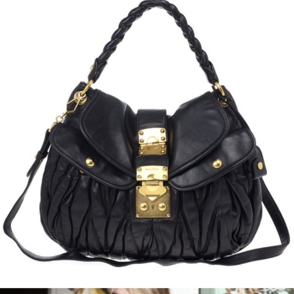 AUTH. Miu Miu Madras Matelasse Coffer Bag